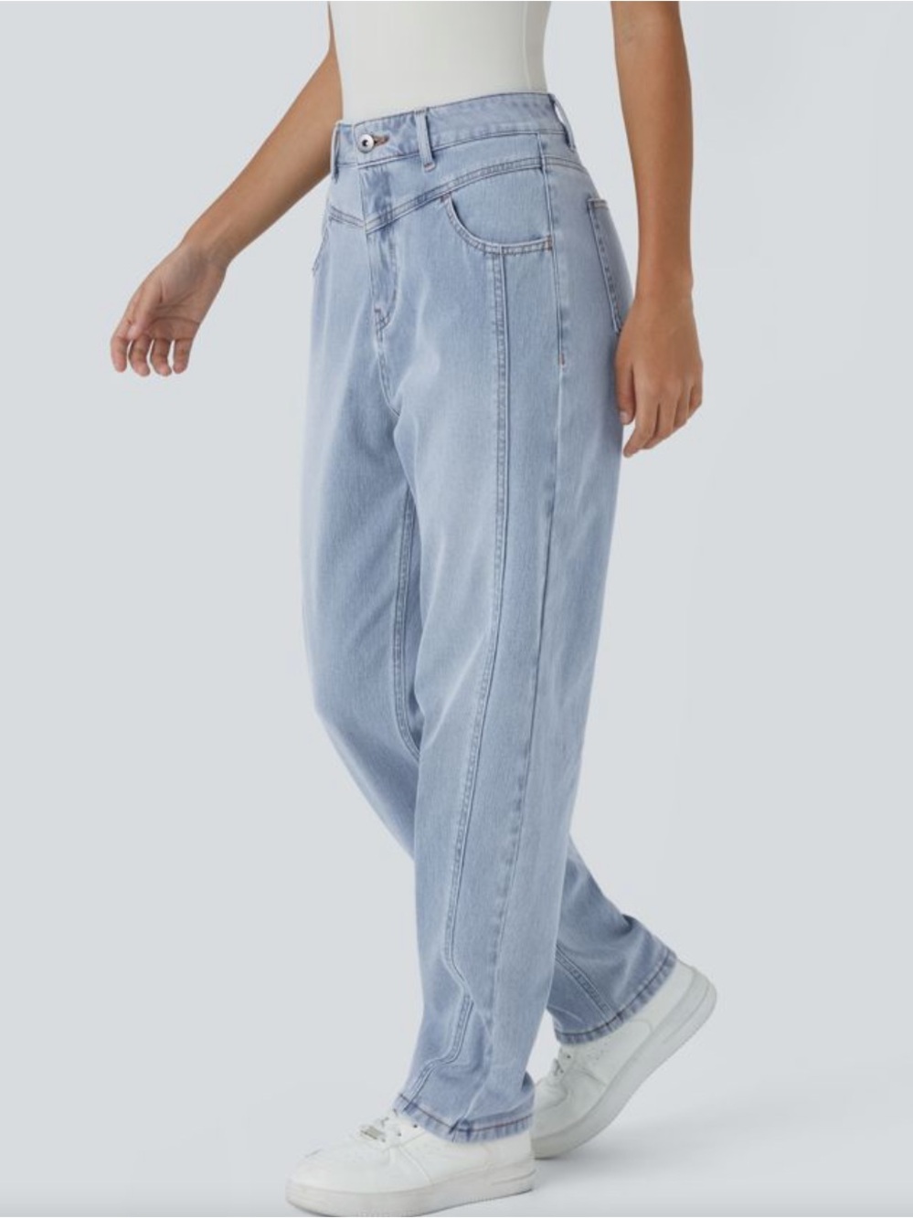 Halara Flex High Waisted Zipper Pockets Washed Casual Jeans NWT